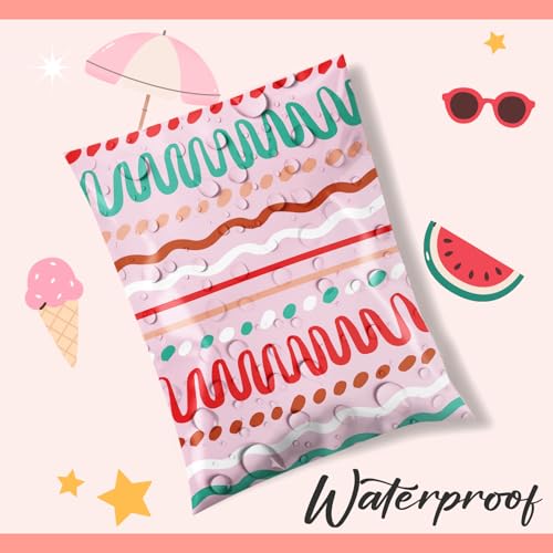 Metronic Poly Mailers 6x9 Inch 100pc Shipping Bags for Clothes,Self Adhesive Shipping Envelopes for Small Business,Waterproof Mailers Poly Bags for Shipping,Packaging Mailing Bags Pink Squiggles - color: Pink Squiggles, size: 6x9 100pc