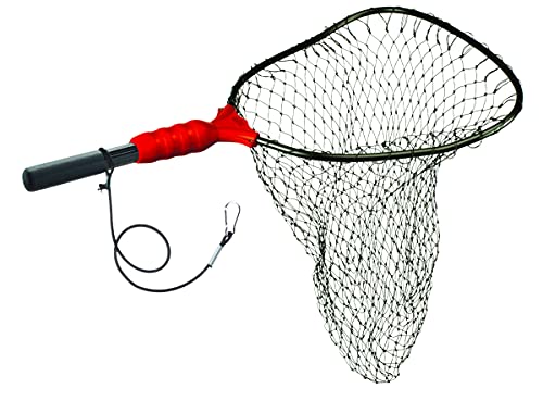 Ego S1 Slider Fishing Net, Ultimate Fishermen’s Tool Fixed Handle, Replaceable Head, Salt & Freshwater, 17x19 Inch Hoop - color: Red/Black, size: Nylon Mesh