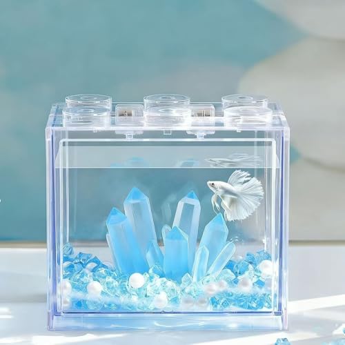 Small Fish Tank Decor Artificial Crystals Aquarium Betta Fish Tank Decorations Mini Crystal Ornaments Resin Accessories (Light Blue) - color: Light Blue