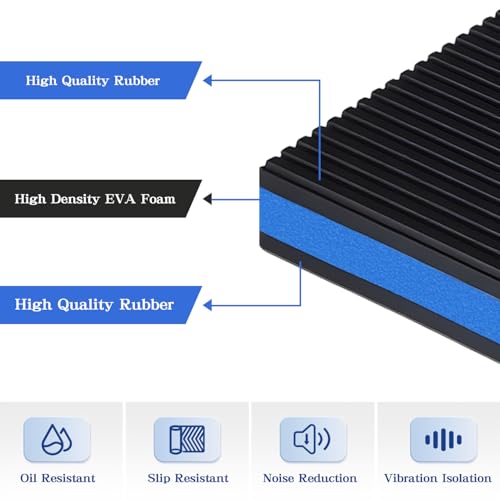 4 Pack Heavy Duty Anti Vibration Pads, 4" x 4" x 7/8" Ribbed Rubber Vibration Isolation Pads with EVA Center for Compressor, Air Conditioner, Washer, Dryer, Treadmill and Power Tools