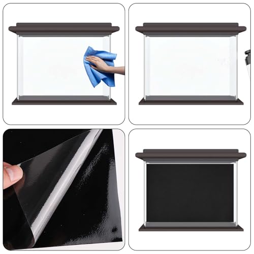 Fish Tank Background, 11.8x39.4in Black Aquarium Background Cling Fish Tank Backdrop Static Cling Fish Tank Background Aquarium Wallpaper Backdrop for Fish Tank Decoration