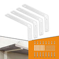 CLT White Shelf Bracket, 12” X 5” Quarter Inch (1/4") Thick- Max Load: 440 lb Rustic Industrial Modern Farmhouse Heavy Duty Cold Rolled Steel Bracket for Table Bench, Space Saving DIY, Pack of 4 - size: 12 Inch, style: White L Bracket
