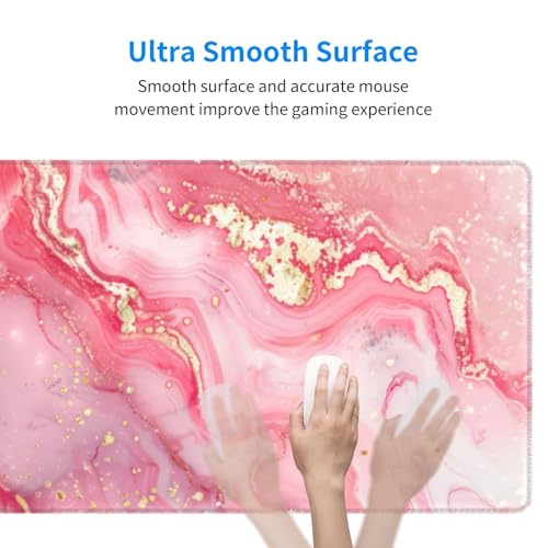 Pink Gold Marble Mouse Pad XL Large Mousepad Non Slip Rubber Base Desk Mat for Laptop Computer Gaming 31.5" X 12" - color: Pink Gold Marble
