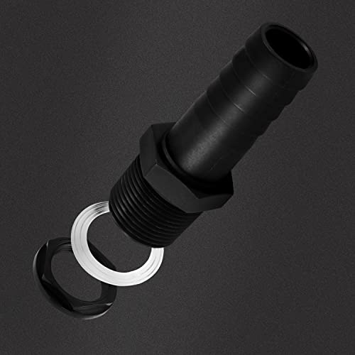2 Sets PVC Bulkhead Fitting 1 Inch PVC Bulkhead Water Tank Connector Adapter Fitting with Rubber Seal Rings and Locking Nuts for Rain Barrels, Water Tanks, Aquariums (Black)