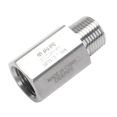 Air Check Valve - 1/2" NPT Female x Male High Temperature Stainless Steel Hex One Way Valve For Air - size: 1/2" NPT, style: Female x Male