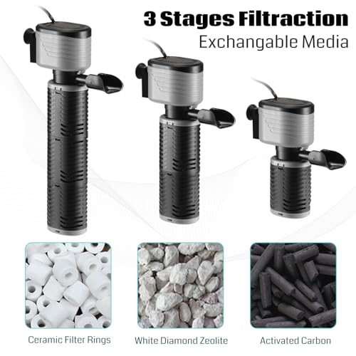 SainSmart XpertMatic 45W Aquarium Filter, Submersible Fish Tank Filter Water Pump for Up to 220 Gallon Fish Tank, 3 Stages 792 GPH Biochemical Sponge Filter, for Aquarium Filtration/Oxygenation - size: 45W(792GPH) for Up to 220 Gallon