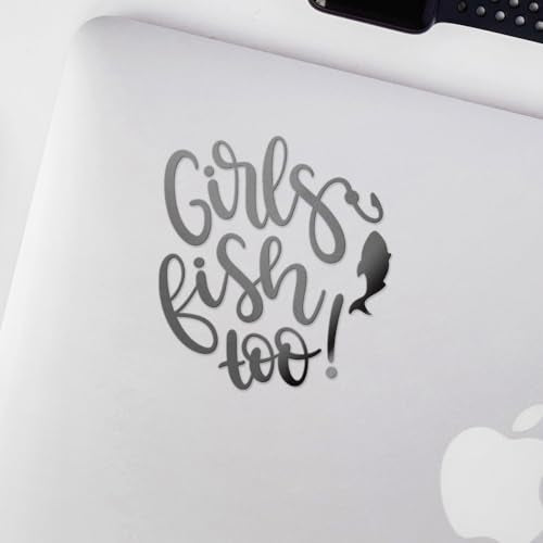 Decal Stickers of Girls Fish Too (Metallic Silver) (Set of 2) Premium Waterproof Vinyl Decal Stickers for Laptop Phone Accessory Helmet Car Window Mug Tuber Cup Door Wall - ANDVER1c33531SI - color: Metallic Silver, size: 3.8'' x 4.1''