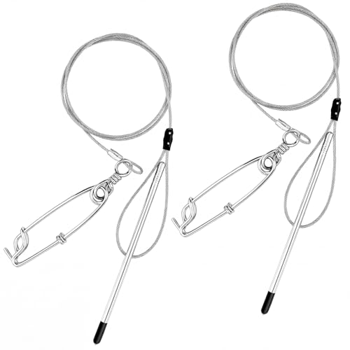 Soulchen 2 Pcs 3ft Heavy Duty Fish Stringer with Shark Clip Stainless Steel Cable Fish Holder Spearfishing Stringer for Scuba Diving Freediving Spearfishing Kayak Fishing and Game - color: Clear