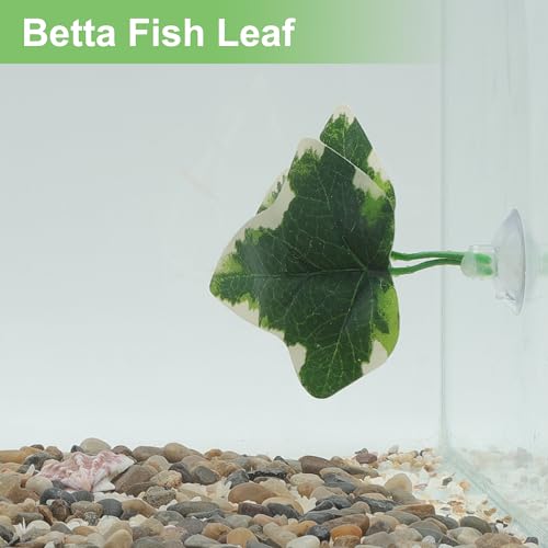 Betta Fish Leaf, Natural Habitat Simulation for Betta Spawnings Grounds, Betta Spawnings Leaves, Resting Bed, Double Leaves, White Deep Green
