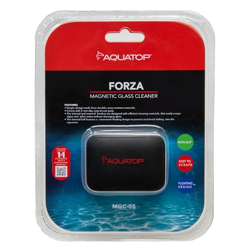Aquatop Floating Magnetic Glass Cleaner for Fish Tanks – Non-Scratch Scrubbing Pads, Strong Magnet Grip, Easy Cleaning for Aquariums Up to 1/4″ Glass Thickness, MGC-05 - size: 1/4" Glass