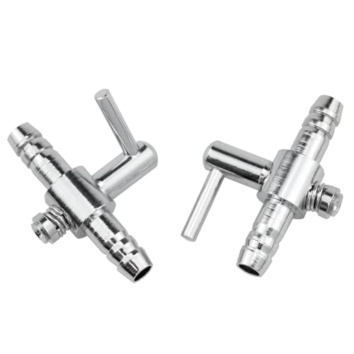 One-Way Air Flow Tubes Stainless Steel Pump Lever Control Valves for Aquarium Fish Tank (Silver) -4PCS