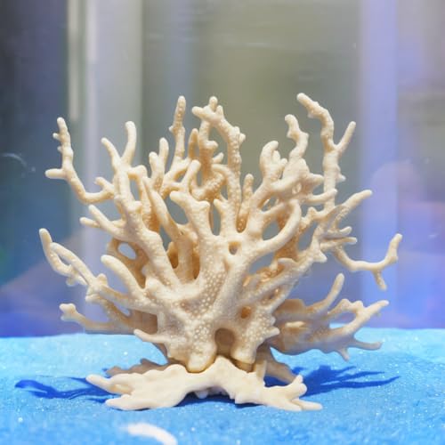 Artificial Coral Aquarium Ornament - PVC Fish Tank Decor for Aquascaping (5.9x5.12x2.17 Inch) - Beige - color: Beige