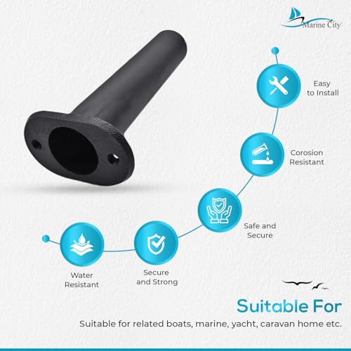 MARINE CITY Flush Mount Fishing Rod Holder, 90 Degree ABS Plastic, for Boats, Kayaks, Yachts - color: Black, style: 1 Pcs