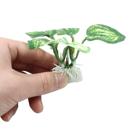 Soft Aquarium Plants Betta Fish Tank Decorations Betta Leaf Pad 2 Inch, Silk Plastic Artificial Plants for Aquarium Reptile Tank Decor (B-4Pcs Set/Green) - color: B-4pcs Set/Green