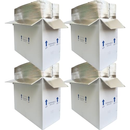Insulated Cold Shipping Boxes with Liners, 4 Pack 26'' x 11'' x 19'', for Perishable Frozen Food, White (TB261119L-4) - size: 26x11x19'', style: 4 Pack