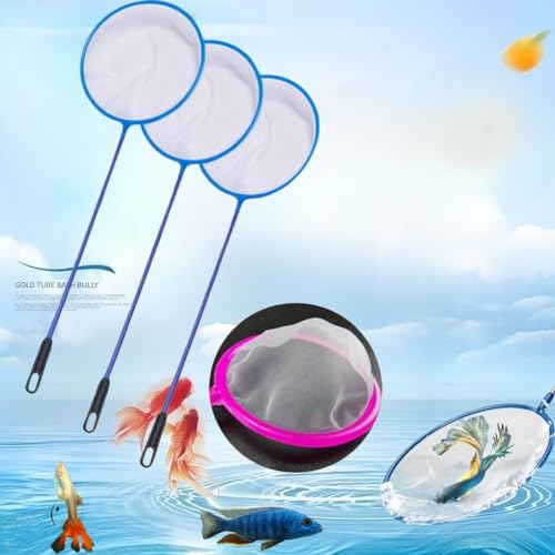 Aquarium Fish Net 30 PCS Cleaner Net Fish Tank Filter Nets High Density Fish Tank Mesh Nets, with Plastic Handle 5 Inches Diamete，Random Colors