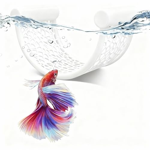 White Betta Fish Hammock – Minimalist Floating Rest Platform for Shrimp, Nano Fish, and Bettas – Clean Aquarium Perch Ledge, Aquascape Decor for Low Flow Tanks, Floating Bed for Small Fish - color: B: White