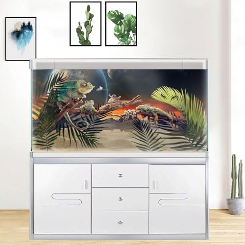 30X12IN Cosmic Aquarium Background, Cool Parallel Space Themed Fish Tank Background, Tropical Desert Terrarium Background with 8 EVA Double-Sided Tape - color: Outer Space, size: 30X12in/75X30cm