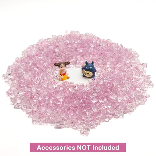 Glass Stones, 1Lb/460g Irregular Sea Glass Dercorative Rocks Non-Toxic Artificial Crystal Pebbles for Aquarium Decoration/Vase Filler/Table Scatter/Handcraft/Jewelry Making/Gems Display, Pink - color: Pink