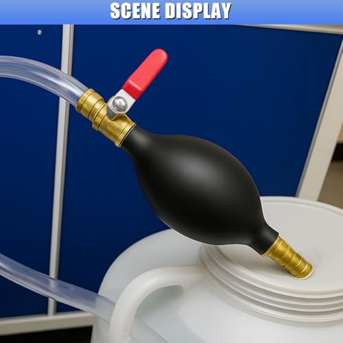 Gasoline Siphon Hose Pump, Manual Fuel Transfer Pump with 6.5FT PVC Gas Siphon Hose & Rubber Ball, Portable Hand Sucker Pump for Water Gasoline Oil Petrol Diesel Exchange (10MM)