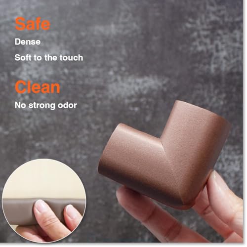 Roving Cove HeftyFit Edge Corner Protector Baby Proofing (Large 18ft Edge 8 Corners), Heavy-Duty, Soft NBR Rubber Foam, Furniture Fireplace Safety Bumper Guard, 3M Adhesive, Coffee Brown - color: Coffee Brown, size: Large 18 feet