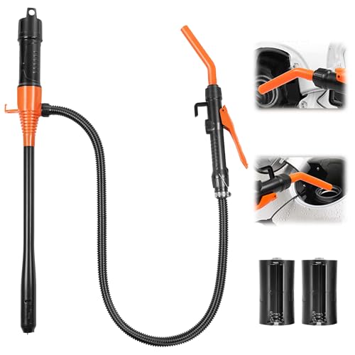 Electric Fuel Transfer Pump, Portable Battery Powered Hand Fuel Pump, Battery Gas Pumps Universal Fit for Vehicles, Boats, Lawn Equipment, Emergency & Home Use(Black Orange)