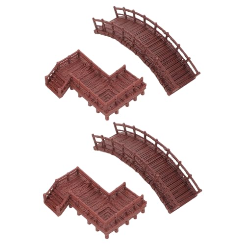 4pcs Aquarium Decor Miniature Landscape Ornaments Z-Shaped Stairs and Arch Bridge, Fish Tank Accessories for DIY Fairy Garden and Micro Landscape Decoration