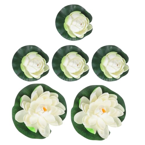 6pcs Artificial Lotus Flowers: Floating Water Lilies with Lotus Pad - Lifelike Fake Plant for Home Garden Pond Decor Outdoor Pool Fish Tank Aquarium
