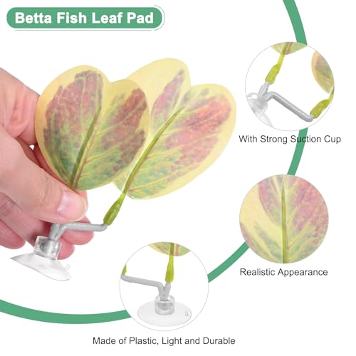 M METERXITY 1-Pack Betta Fish Leaf Pad, Hammock Plant Leaf Pad, Realistic Resting Fish Rest Bed for Fish Tank Decorations/Aquarium Accessories/Breeding [Pink Gradient, Heart-Shaped] - color: Pink Gradient
