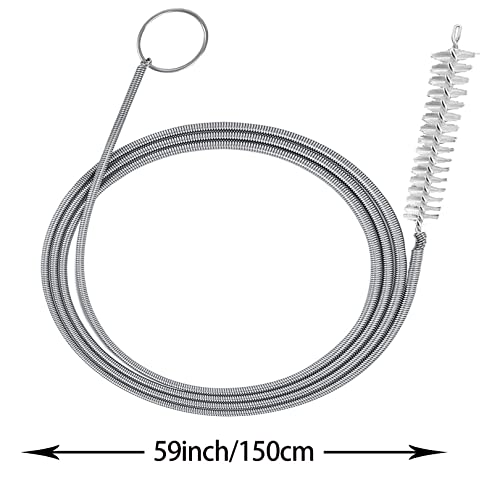 Extra Long Pipe Tube Cleaner Fridge Drain Pipe Dredging Tool Flexible Drain Brush Skinny Tube Spiral Cleaning Brush Drinking Straw Cleaner Brush Nylon Spring Aquarium Filter Brush 155CM (1)