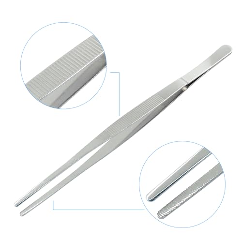 2 Pcs 10 Inch Stainless Steel Forceps, Straight Metal Tweezers General Application for Kitchen, Crafts, Plants - size: 10 Inch
