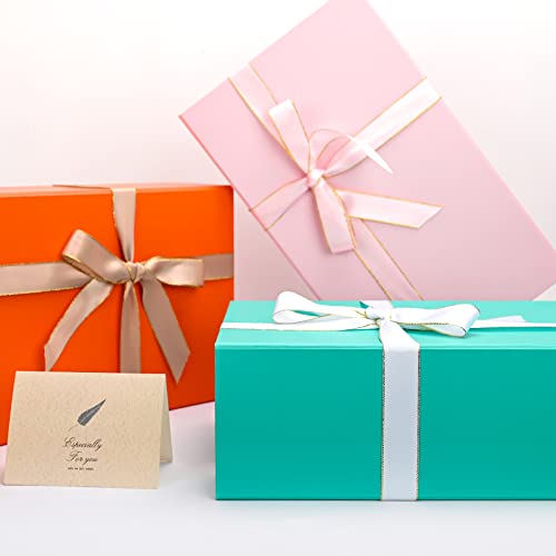 LIFELUM Green Blue Gift Box 13.85 x 8.35 x 4.45 inch, 1 Pack Big Gift Box with Magnetic Lid for Presents, Bridesmaid Proposal Boxes Contains Ribbon, Card,Shredded Paper Filler - color: Green Blue, size: 1 count (Pack of 1)
