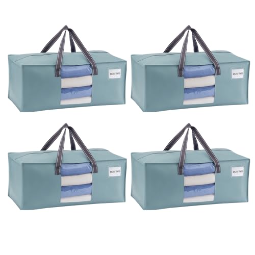 VENO 4 Pack Heavy Duty Moving Bags, Packing Bags with Clear Window, Alternative to Moving Boxes, Storage Bins for Clothes, Blankets, Comforters, College Dorm Essentials (Light Blue Matte, 4 Pack) - color: Light Blue Matte, size: 4 Pack