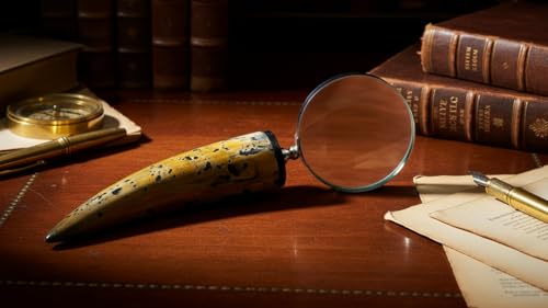 Handcrafted Magnifying Glass with Buffalo Horn Handle Gold Plated Reading Zoom Accessories Birthday for Mom, Dad & Son