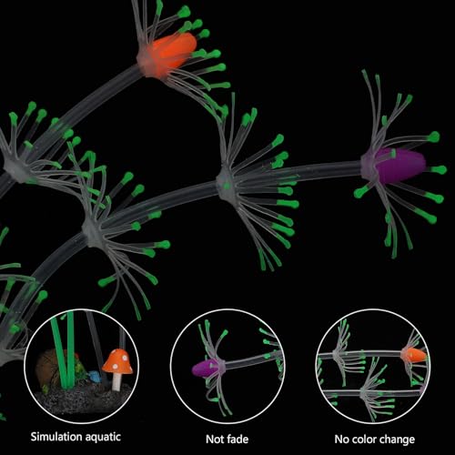 Cabilock Lifelike Simulated Water Grass Aquarium Decor, Green Fluorescent Silicone Aquatic Plant for Fish Tank Landscape, Vivid Underwater Artificial Plant Accessory