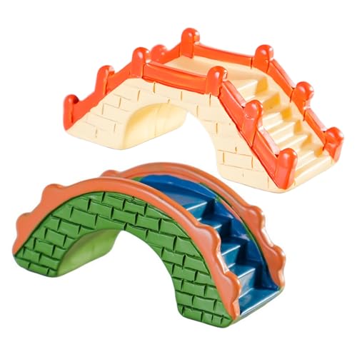 2 Pcs Mini Resin Arch Bridge Figurines - Chinese Style Semicircular Bridges for Fairy Garden Accessories, DIY Moss Landscapes, Dollhouse & Micro Landscape Décor, Fish Tank & Home Decorations