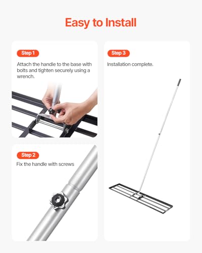 VEVOR Lawn Leveling Rake, Lawn Leveler with 83.9 in Handle, 48x10 in Ground Plate, Rust-Resistant Carbon Steel Soil Leveler, 2 Heights Adjustable, Effort Saving Lawn Leveling Tool for Yard Golf Court - size: 48"x10", style: Classic: Carbon Steel