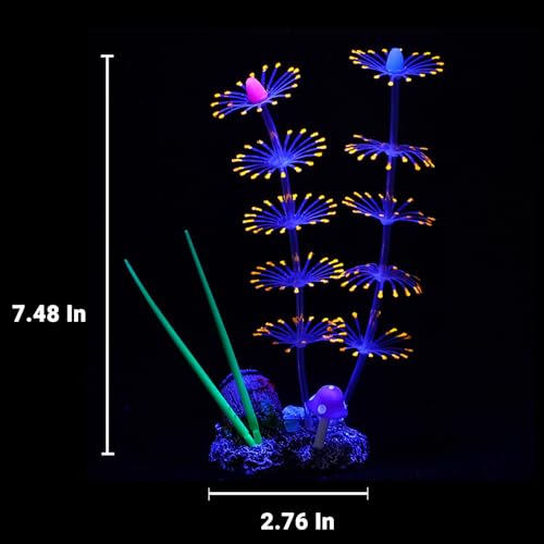 Soft Silicone long Coral Decor with Dynamic Swaying Motion, Weighted Base Aquarium Ornament for Lifelike Reef Aesthetic in Freshwater Saltwater Fish Tank, Safe Shelter for Invertebrates (Orange) - color: Orange