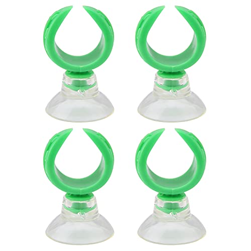 GLOGLOW Aquarium Suction Cup Airline Tube Holders Clips Adjust Shape for Fish Glass 15-18mm Tube Decoration (Green Inner Diameter 14.6mm)