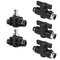 1/4 Push To Connect Valves,Pneumatic 1/4 Air Control Valve,Quick Push To Connects Fittings,Throttle Flow Speed Controller - color: Black BUC+SA, size: 1/4"OD