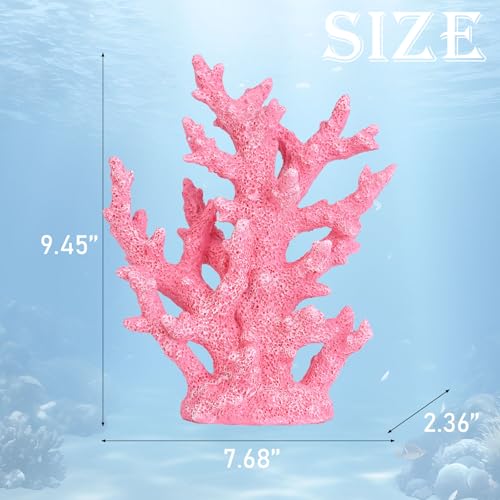 Artificial Coastal Dorm Fish Aquarium Coral Ornament Decor Realistic Aquatic Plant Marine Themed Gifts for Beach Coastal, Living Room, Bathroom- Pink - color: Pink