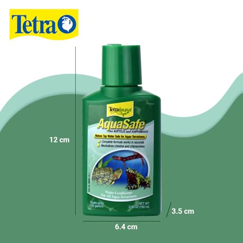 TetraFauna AquaSafe for Reptiles and Amphibians 3.38 Oz, Aqua-Terrarium Water Conditioner, Makes Tap Water Safe - size: 100ml