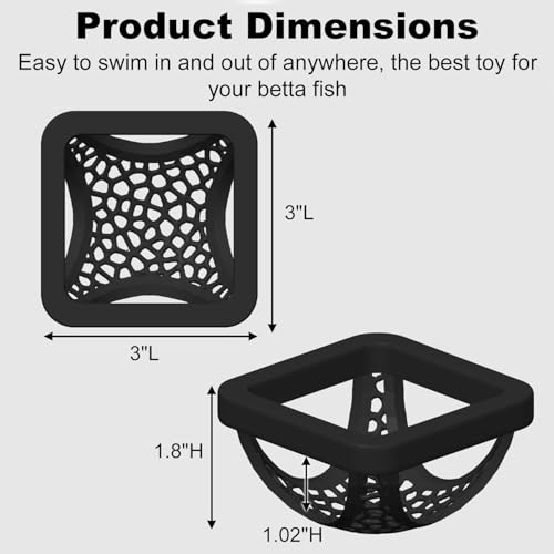 Floating Betta Hammock and Feeding Ring, Aquarium Beta Hideout, Cave, Bed, Resting Spot, Betta Fish Toys and Decor - color: Square-Black