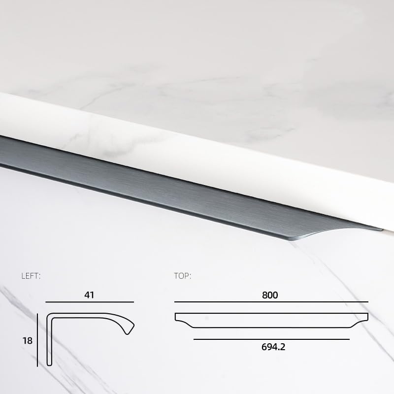 5 Pack Finger Pulls for Cabinets, Streamlined Long Concealed Handle for Home Kitchen Door Drawer Cabinet, Mount Finger Edge Tab Pull Aluminum (Gray,800mm/31.5" Overall Length) - color: Gray, size: 800mm/31.5" Overall Length