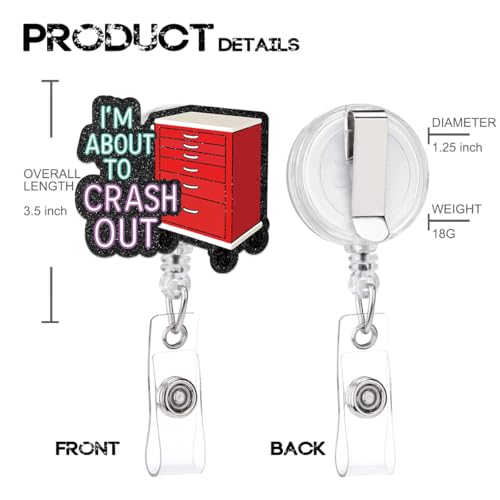 2 Pcs Funny Nurse Badge Reel Holder Retractable with Clip for Emergency Department ICU EMT Nurse Doctor Rapid Response First Responder First Aid Surgery Cardiologist - color: Crash Out
