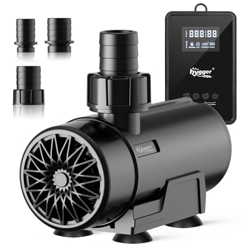 hygger 15W-100W Water Pump with Controller (Up to 3430GPH), Submersible/Inline Return Pump with Adjustable Mode/Flow, 2 Fountain Pump with 2 Inlet Cover and 3 Nozzles, for Fish Tank, Pond, Aquarium - size: 580GPH-15W