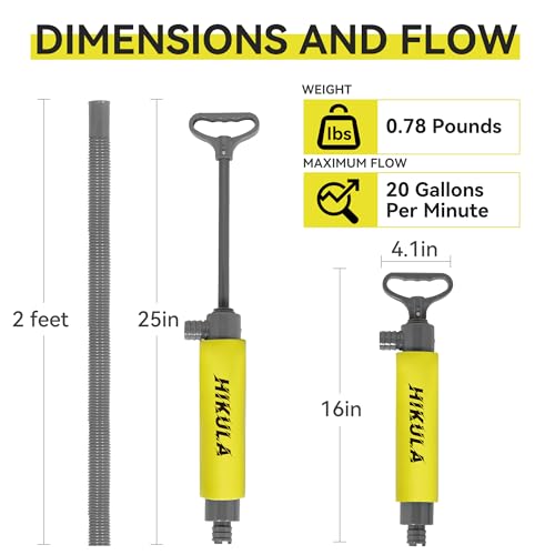 Manual Bilge Pump for Boats Kayak Canoe - Portable Siphon Pump, Kayak Bailer with Reversible Hose, Kayak Bilge Pump Medium/ 17 Inch, Yellow - color: Yellow, size: Medium