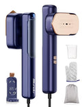 Smart Travel Steamer for Clothes, 100V-240V Portable Iron, 15s Fast Heat Up, 2 in 1 Steamer & Iron, LED Display, 100ml Lrge Water Tank, Compact Travel Size for Worldwide & European Use Azure