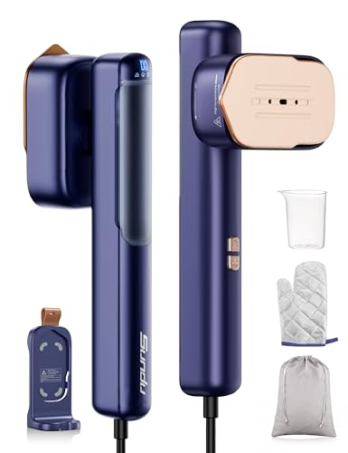 Smart Travel Steamer for Clothes, 100V-240V Portable Iron, 15s Fast Heat Up, 2 in 1 Steamer & Iron, LED Display, 100ml Lrge Water Tank, Compact Travel Size for Worldwide & European Use Azure