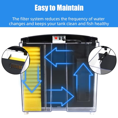 AQUANEAT Fish Tank, 1.2 Gallon Aquarium, Small Betta Fish Tank Starter Kit with LED Light and Water Filter Pump, Rectangular
